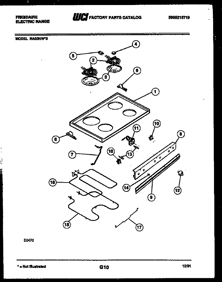 COOKTOP AND BROILER PARTS Diagram and Parts List for RA30NL3  Frigidaire Range
