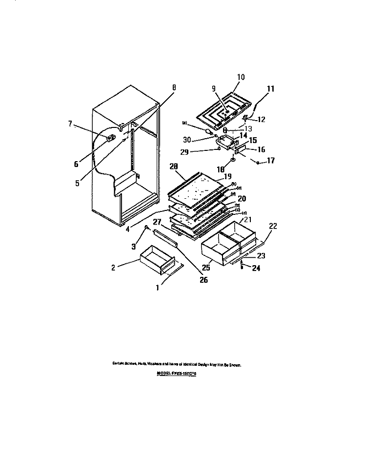 INTERIOR FOOD COMPARTMENT Diagram and Parts List for FPES18TCA0  Frigidaire Refrigerator