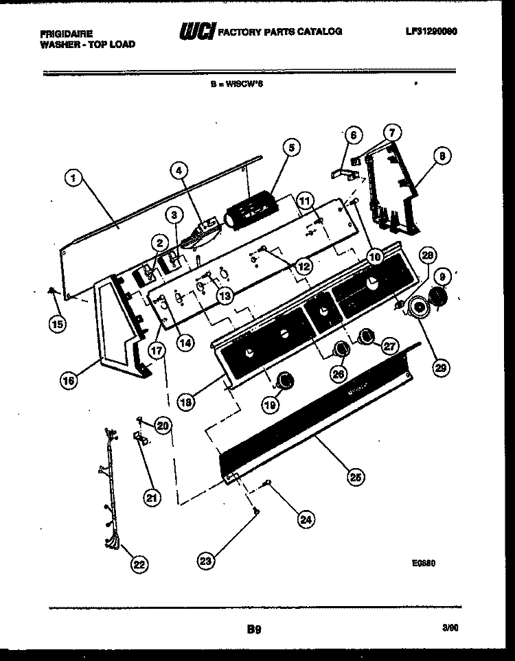 CONSOLE AND CONTROL PARTS Diagram and Parts List for WISCL6  Frigidaire Washer