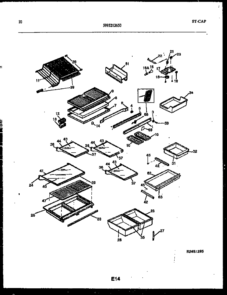 SHELVES AND SUPPORTS Diagram and Parts List for FPCE19TPL1  Frigidaire Refrigerator