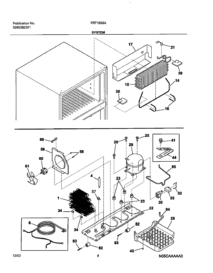 SYSTEM Diagram and Parts List for FRT18S6AW8  Frigidaire Refrigerator