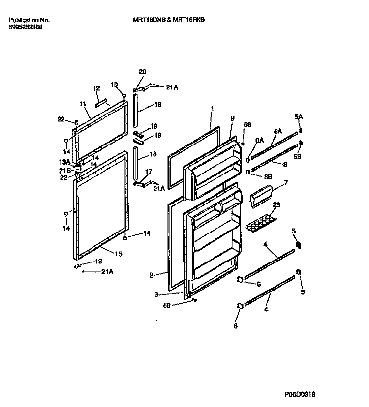 DOOR SECTION Diagram and Parts List for MRT18DNBD1  Uni Refrigerator