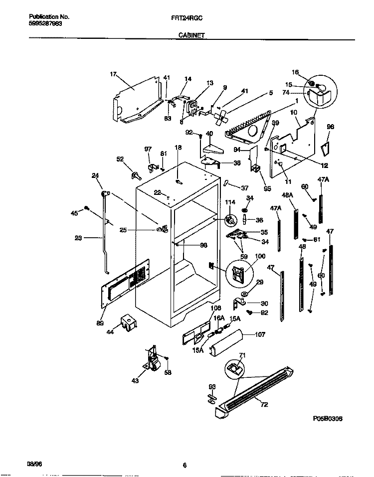 CABINET Diagram and Parts List for FRT24RGCD3  Frigidaire Refrigerator