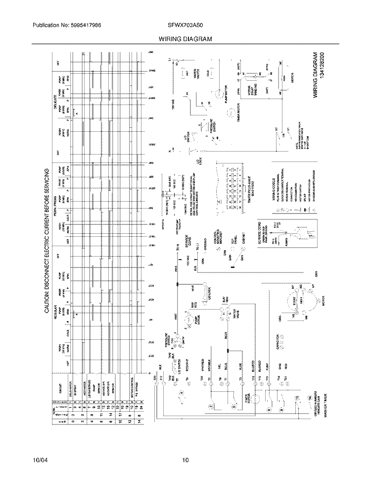 WIRING DIAGRAM Diagram and Parts List for SFWX703AS0  Frigidaire Washer