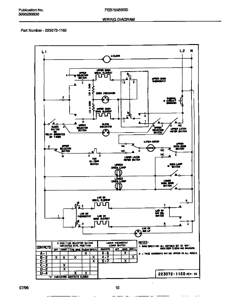 WIRING DIAGRAM Diagram and Parts List for FEB755BBBD  Frigidaire Wall Oven