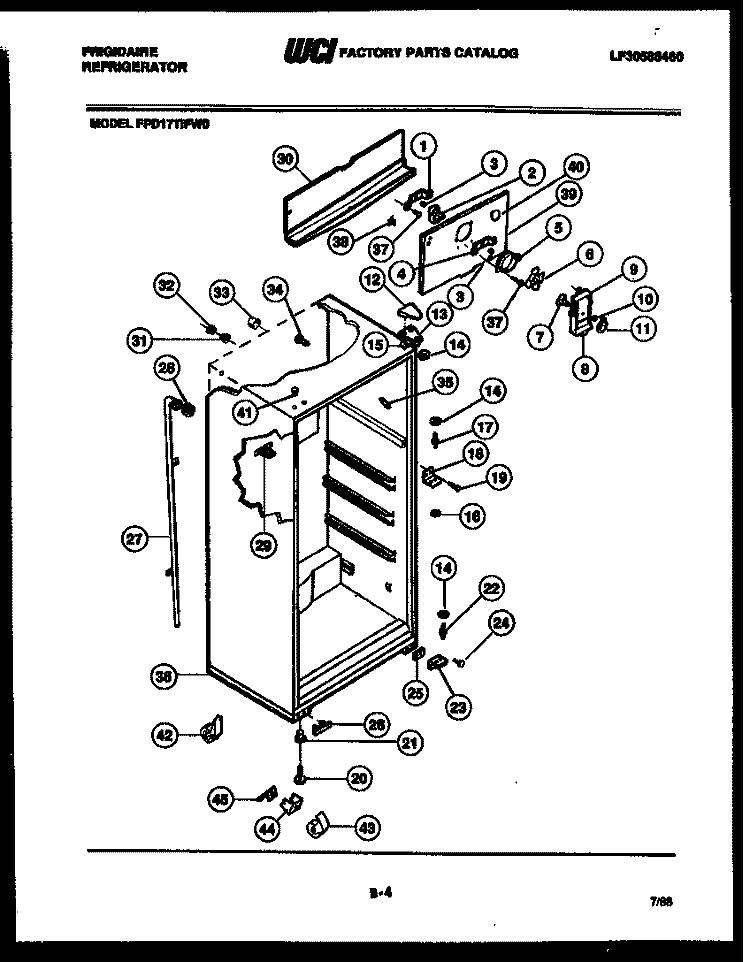 CABINET PARTS Diagram and Parts List for FPD17TIFA0  Frigidaire Refrigerator