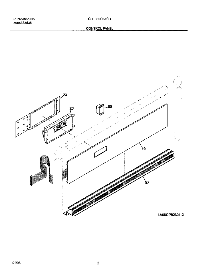 CONTROL PANEL Diagram and Parts List for GLEB30S8ASB  Frigidaire Wall Oven