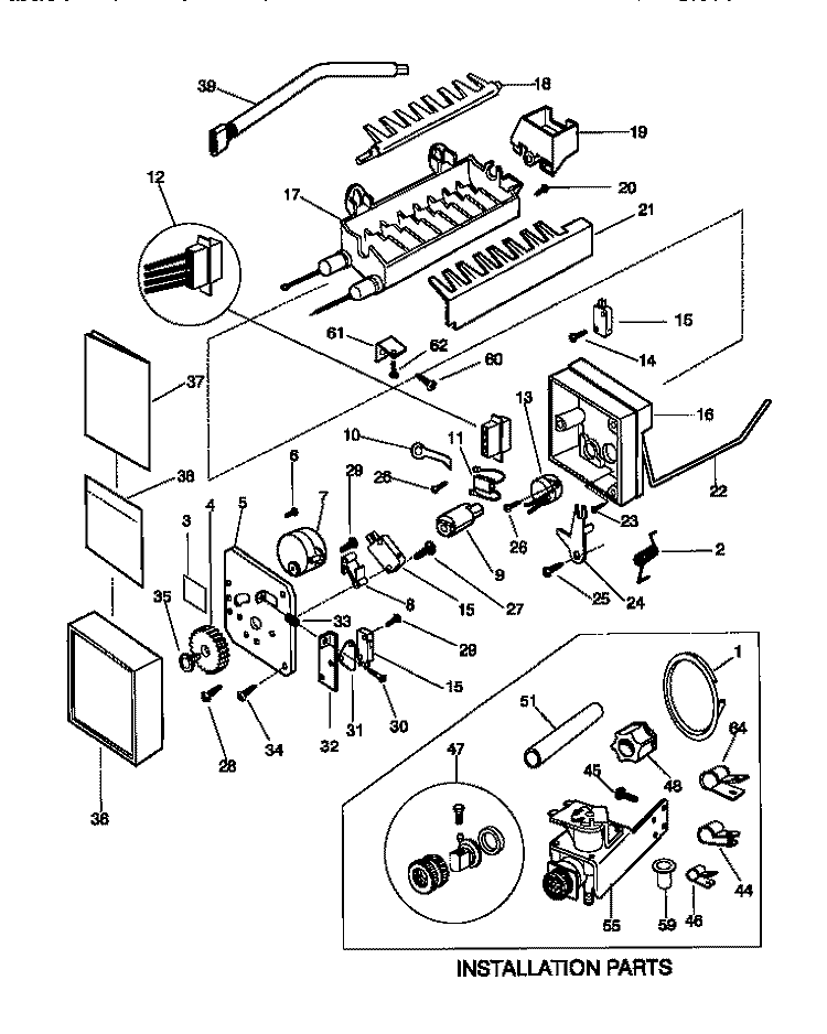 ICE MAKER Diagram and Parts List for F45WP26CW1  Frigidaire Refrigerator