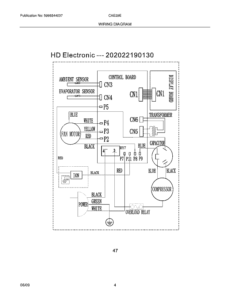 WIRING DIAGRAM Diagram and Parts List for CAE29ERA  Crosley Air Conditioner