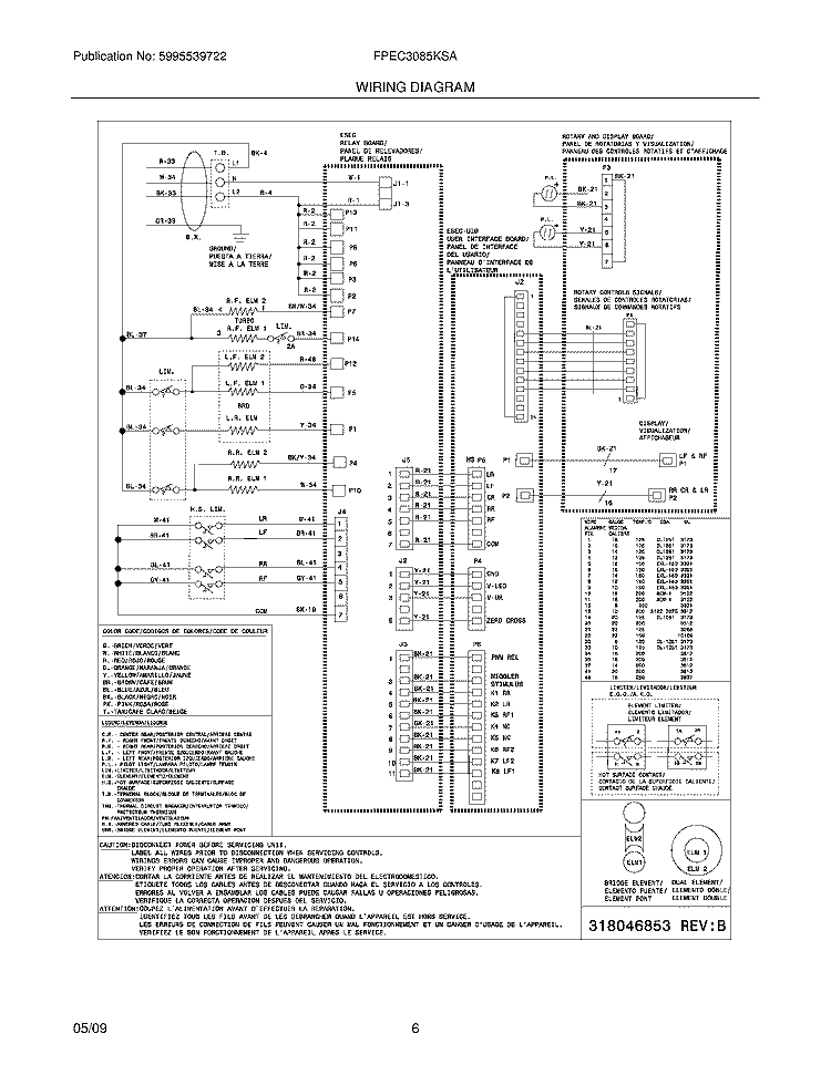 WIRING DIAGRAM Diagram and Parts List for FPEC3085KSA  Frigidaire Cooktop