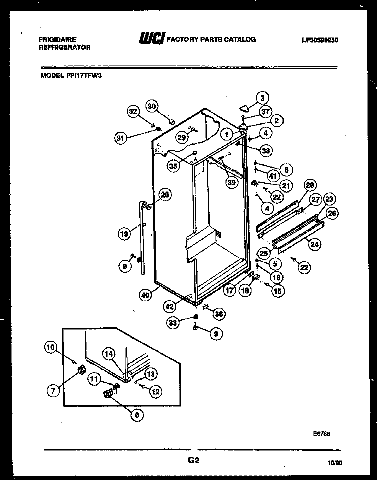 CABINET PARTS Diagram and Parts List for FPI17TFL3  Frigidaire Refrigerator