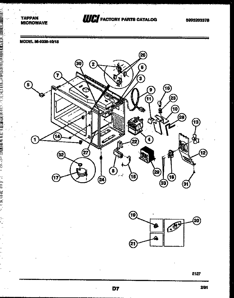 FUNCTIONAL PARTS Diagram and Parts List for 56-9338-10-15  Tappan Microwave
