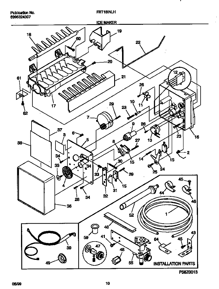 ICE MAKER Diagram and Parts List for FRT18INLHW0  Frigidaire Refrigerator