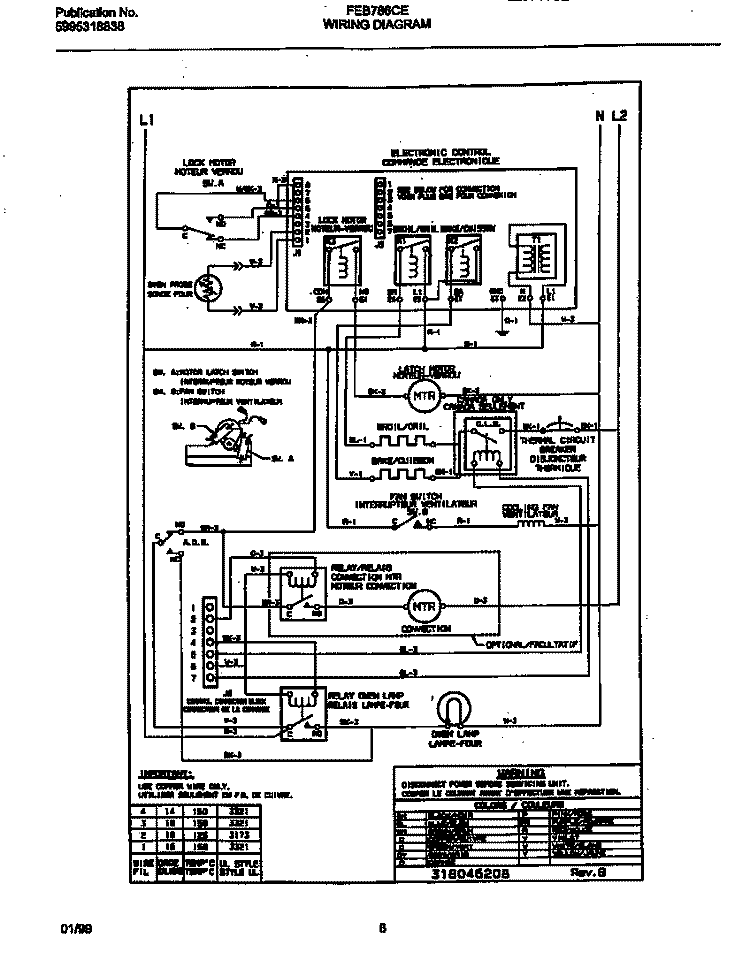 WIRING DIAGRAM Diagram and Parts List for FEB786CEBG  Frigidaire Wall Oven