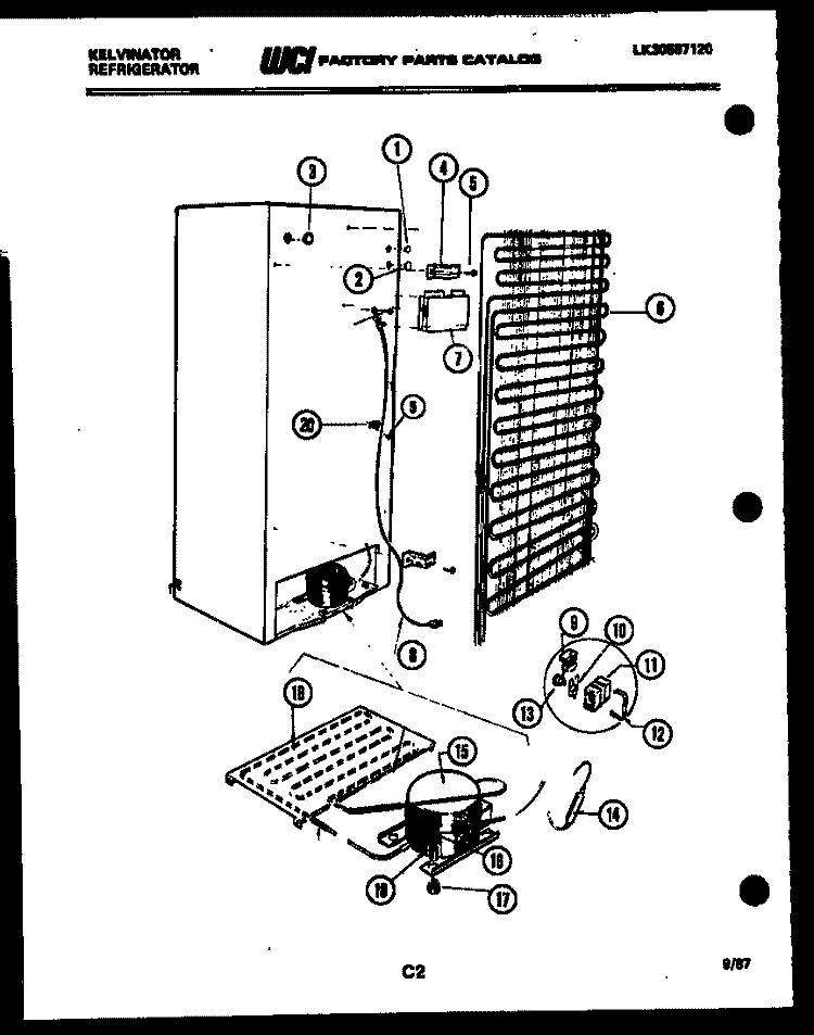 SYSTEM AND AUTOMATIC DEFROST PARTS Diagram and Parts List for FSK190AN5T  Kelvinator Refrigerator