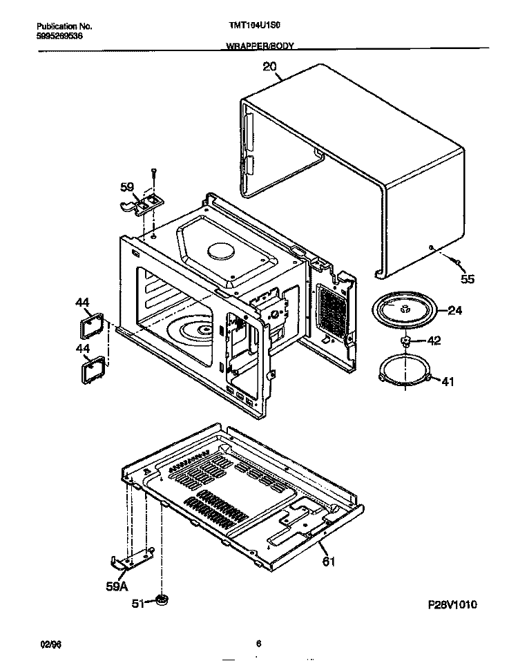 WRAPPER / BODY Diagram and Parts List for TMT104U1S0  Tappan Microwave