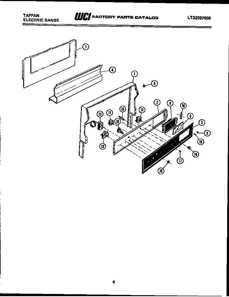 CONSOLE AND CONTROL PARTS Diagram and Parts List for 31-2237-00-02  Tappan Range