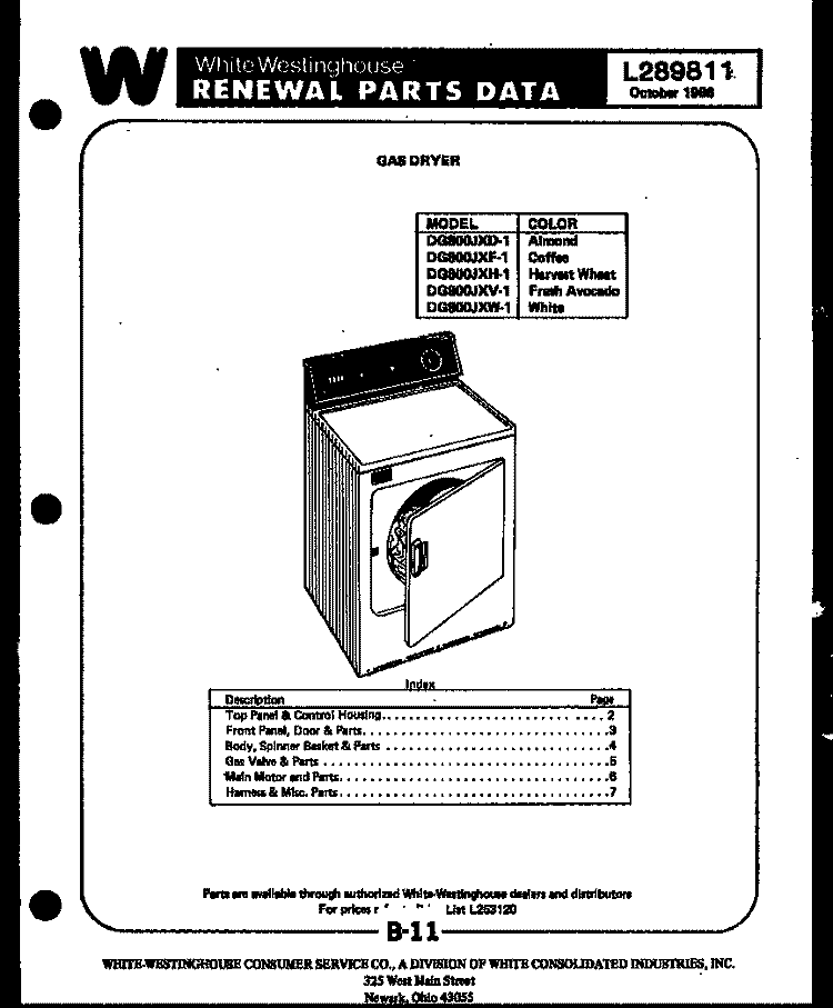 COVER Diagram and Parts List for AC088K7B2  Frigidaire Air Conditioner
