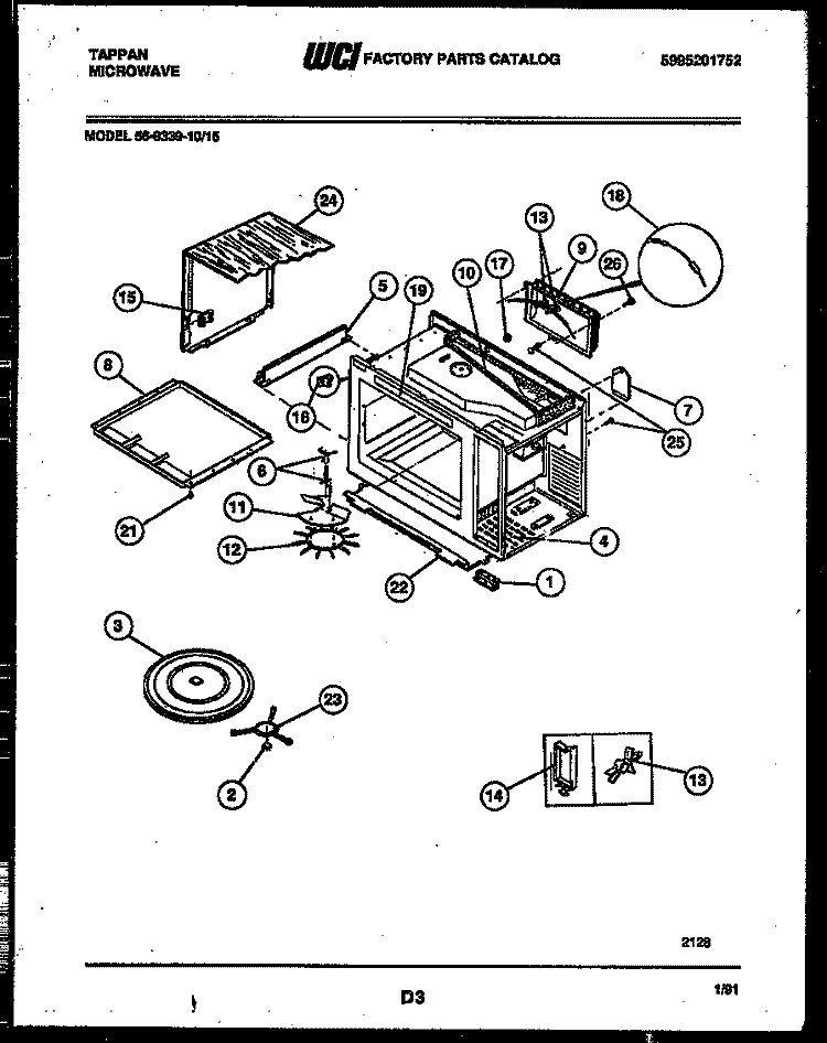 WRAPPER AND BODY PARTS Diagram and Parts List for 56-9339-10-15  Tappan Microwave