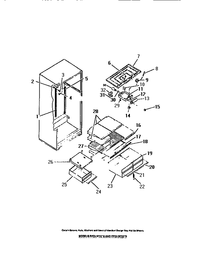 INTERIOR FOOD COMPARTMENT Diagram and Parts List for FPCI18TCH0  Frigidaire Refrigerator