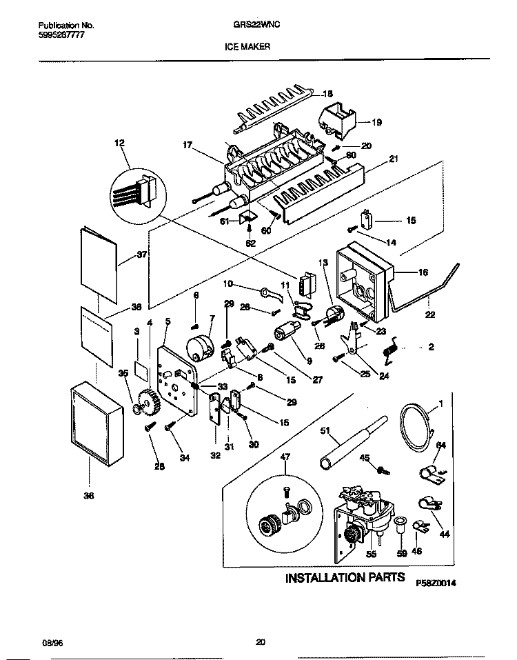 ICE MAKER Diagram and Parts List for GRS22WNCD4  Gibson Refrigerator