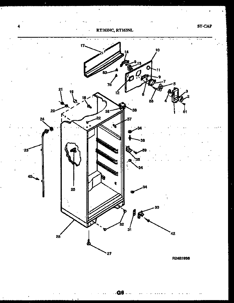 CABINET PARTS Diagram and Parts List for RT163NCWE  Frigidaire Refrigerator