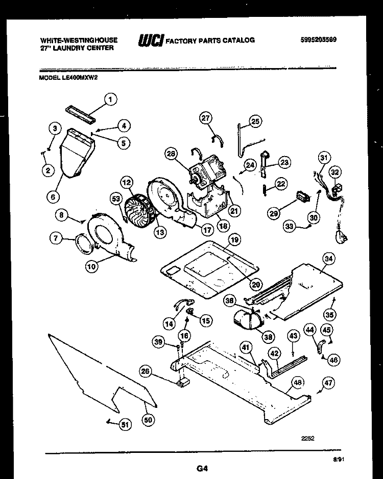 MOTOR AND BLOWER PARTS Diagram and Parts List for LE400MXD2  Frigidaire Washer Dryer Combo