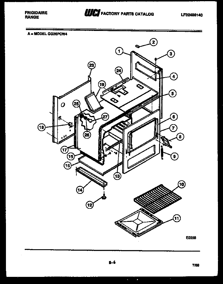 BODY PARTS Diagram and Parts List for GG26PCW4  Frigidaire Range