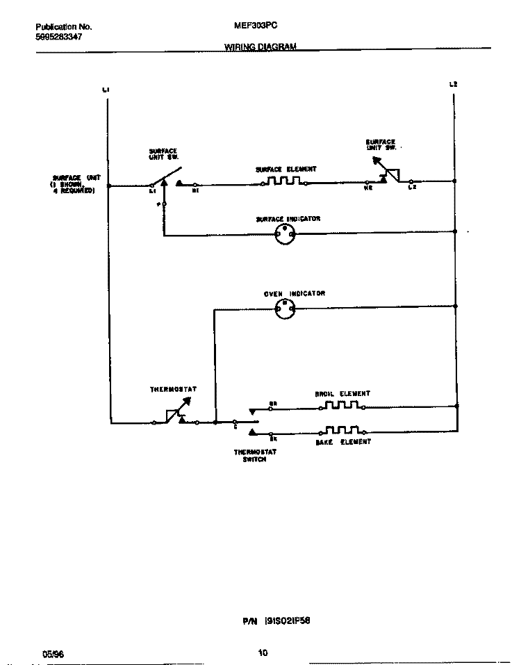 WIRING DIAGRAM Diagram and Parts List for MEF303PCWF  Frigidaire Range