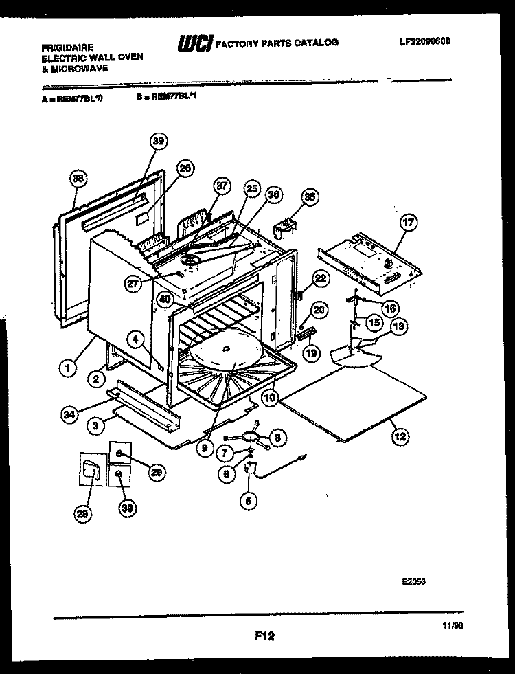UPPER BODY PARTS Diagram and Parts List for REM77BLB0  Frigidaire Microwave Oven Combo