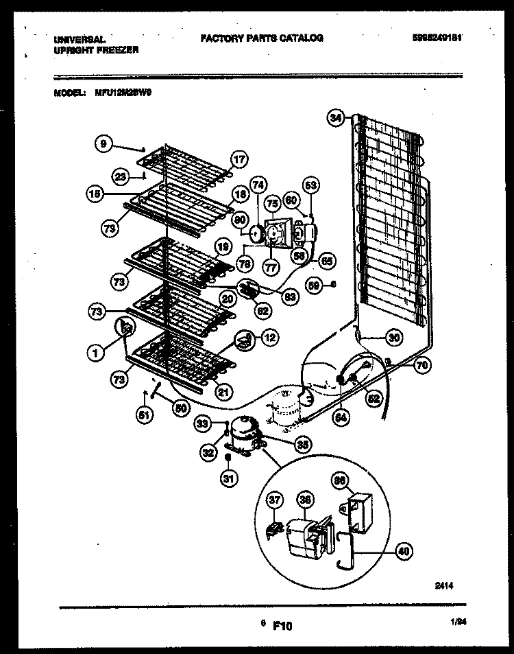 SYSTEM AND ELECTRICAL PARTS Diagram and Parts List for MFU12M2BW0  Uni Freezer