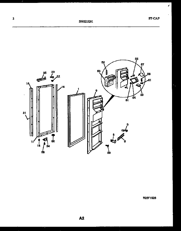 FREEZER DOOR PARTS Diagram and Parts List for FPCEW24VWPW1  Frigidaire Refrigerator