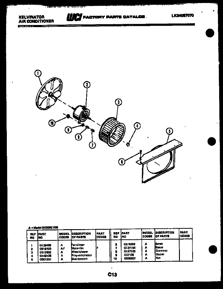 AIR HANDLING PARTS Diagram and Parts List for SH205C1QB  Kelvinator Air Conditioner