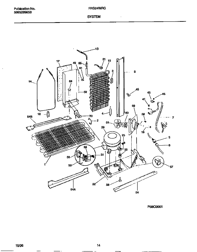 SYSTEM Diagram and Parts List for FRS24WRCD4  Frigidaire Refrigerator