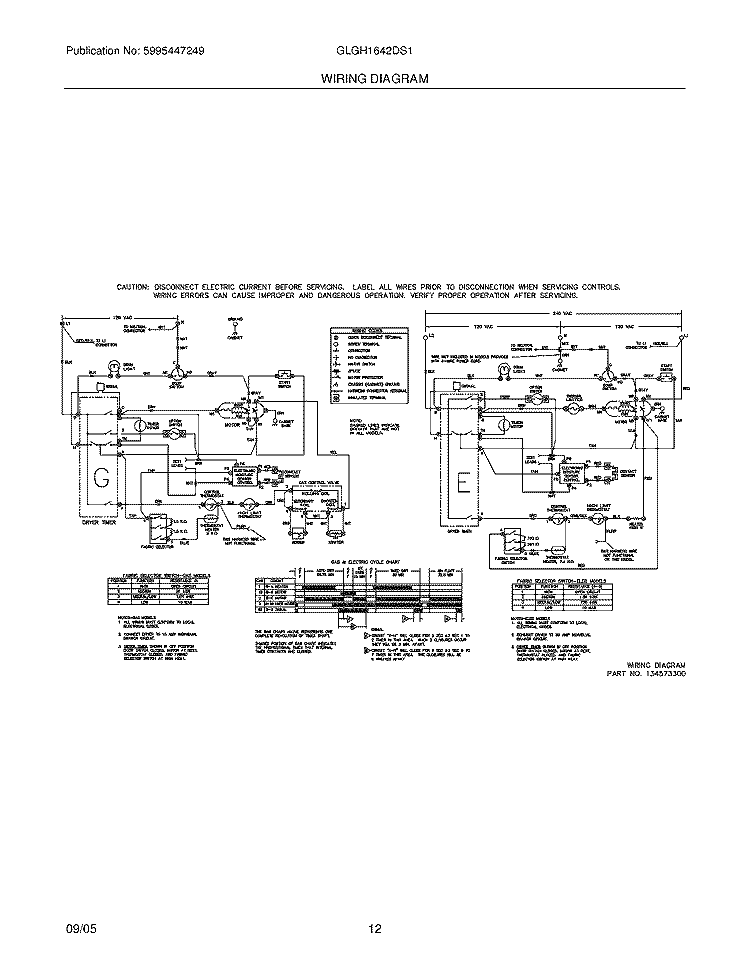 WIRING DIAGRAM Diagram and Parts List for GLGH1642DS1  Frigidaire Washer Dryer Combo