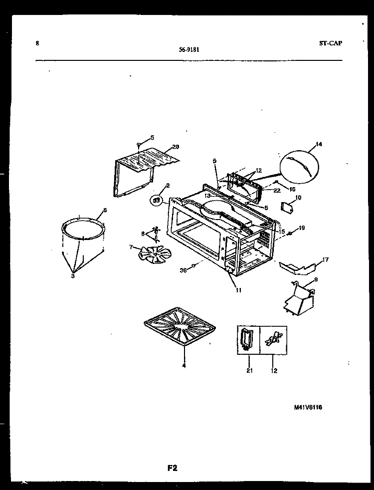 DOOR PARTS Diagram and Parts List for 56-9602-10-01  Tappan Microwave