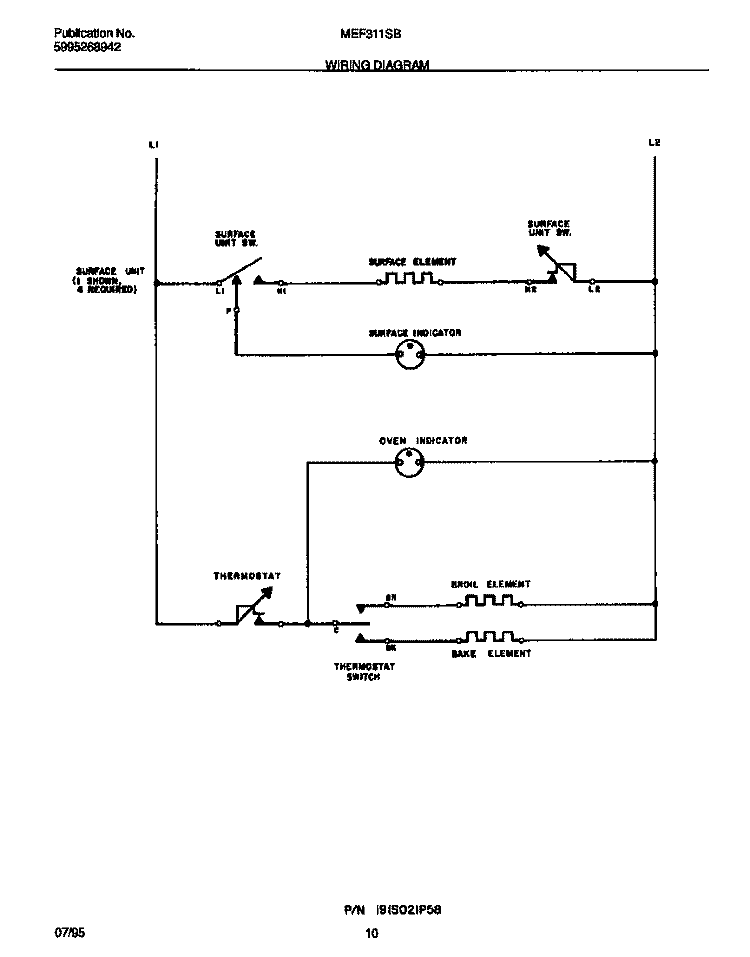 WIRING DIAGRAM Diagram and Parts List for MEF311SBWB  Frigidaire Range