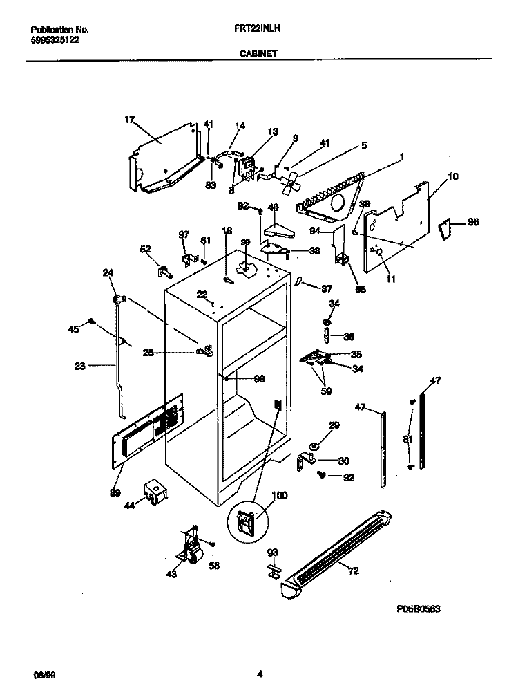 CABINET Diagram and Parts List for FRT22INLHB0  Frigidaire Refrigerator
