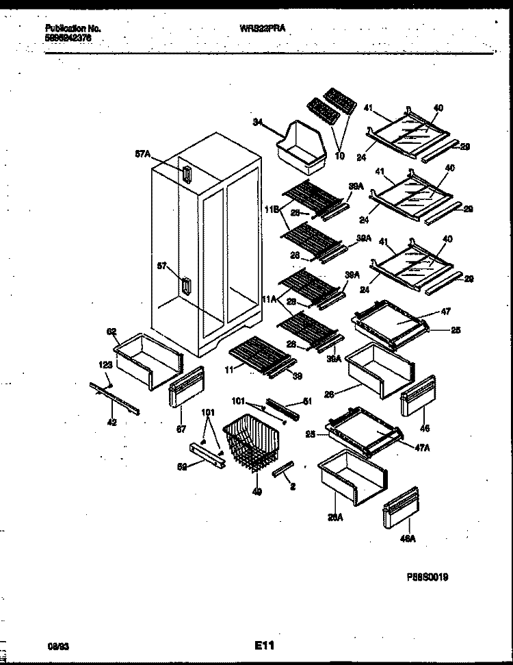 SHELVES AND SUPPORTS Diagram and Parts List for WRS22PRAW0  Frigidaire Refrigerator