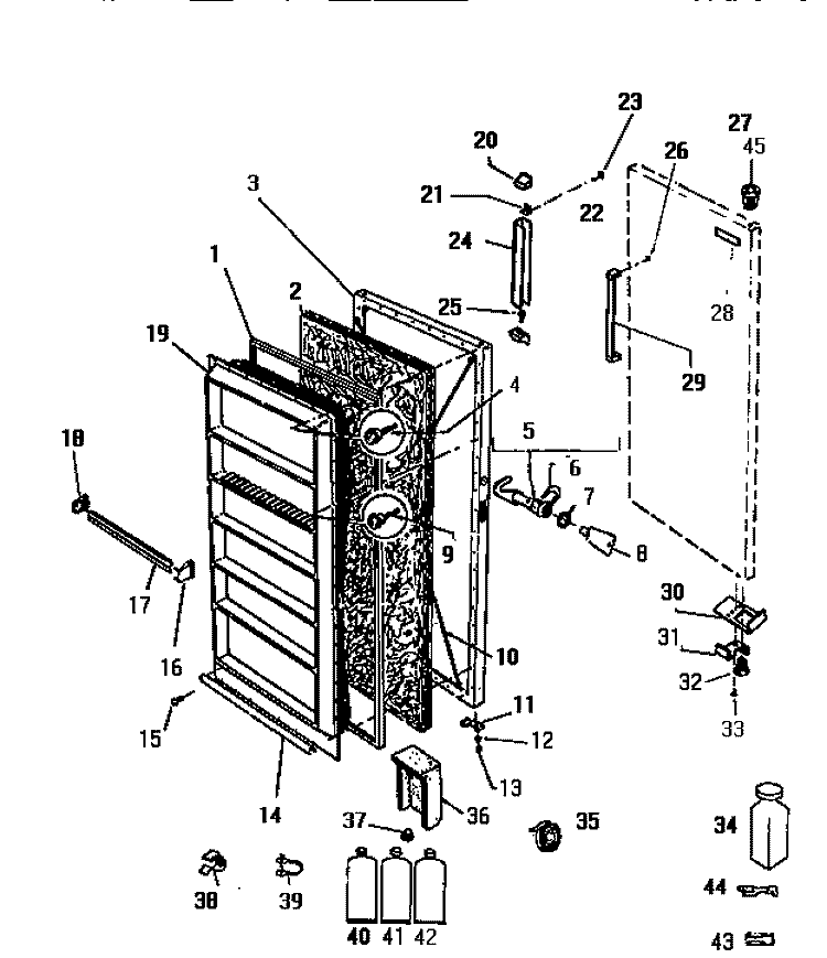DOOR Diagram and Parts List for FU218JRD2  Frigidaire Freezer