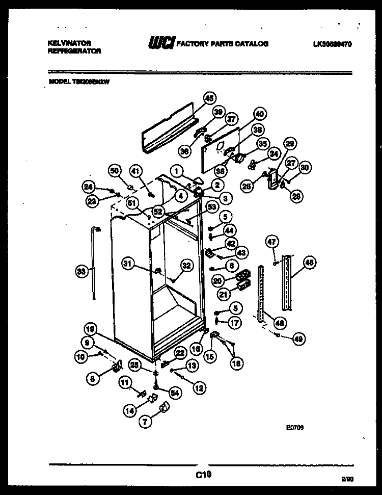 CABINET PARTS Diagram and Parts List for TSI206EN2D  Kelvinator Refrigerator