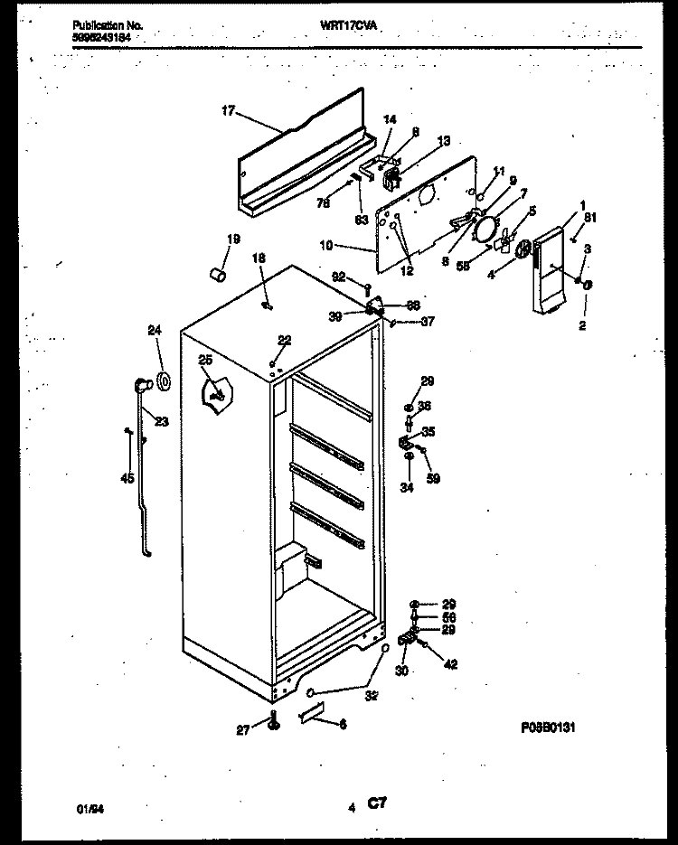 CABINET PARTS Diagram and Parts List for WRT17CVAZ0  Frigidaire Refrigerator