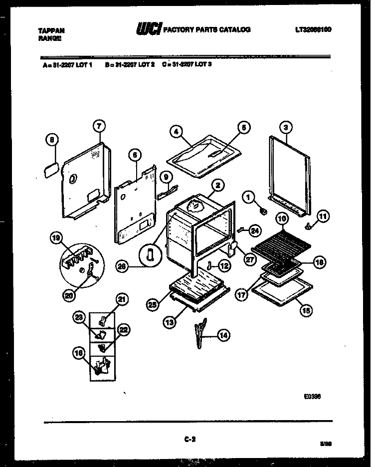 BODY PARTS Diagram and Parts List for 31-2207-23-01  Tappan Range