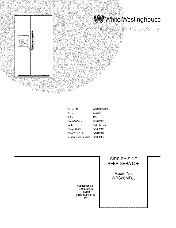 COVER Diagram and Parts List for WRS26MR4JS8  Crosley Refrigerator