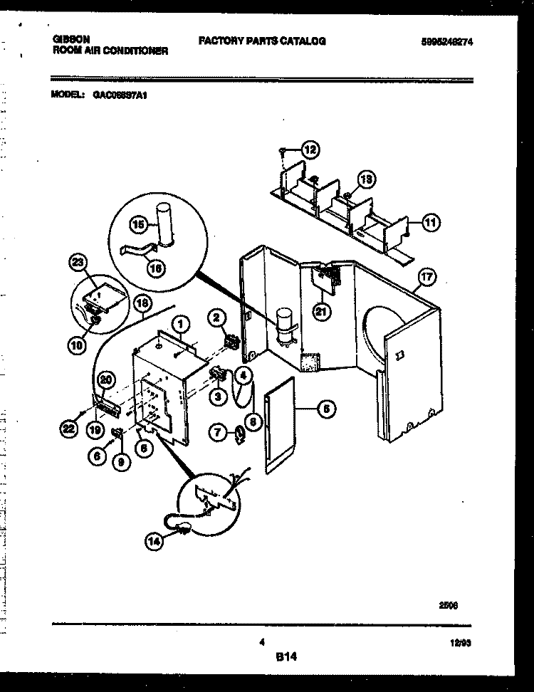 ELECTRICAL PARTS Diagram and Parts List for GAC068S7A1  Gibson Air Conditioner