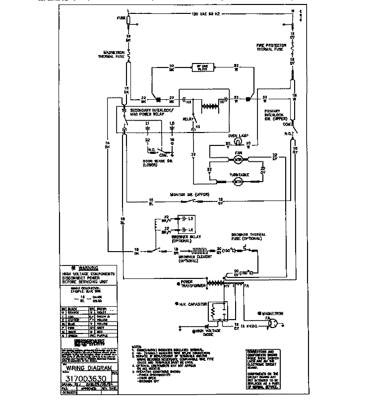 WIRING DIAGRAM Diagram and Parts List for SMS107T1B1  Tappan Microwave