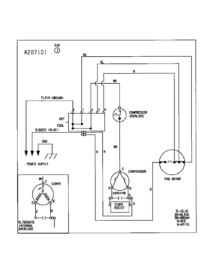 WIRING DIAGRAM Diagram and Parts List for WAC051T7Z2  Frigidaire Air Conditioner