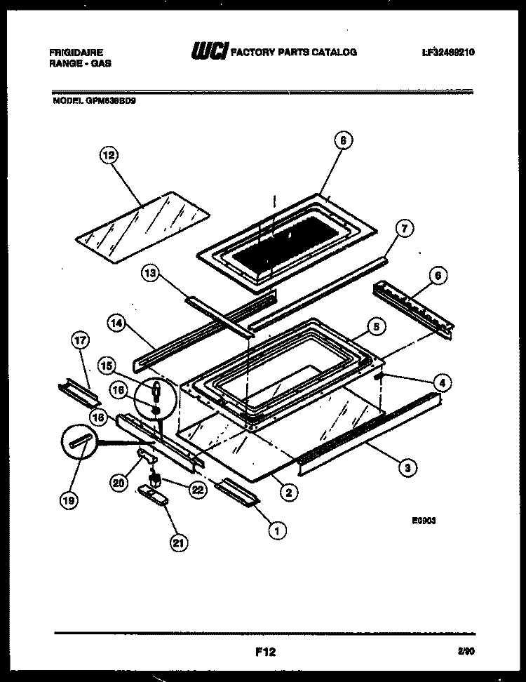 UPPER OVEN DOOR PARTS Diagram and Parts List for GPM638BDL9  Frigidaire Range