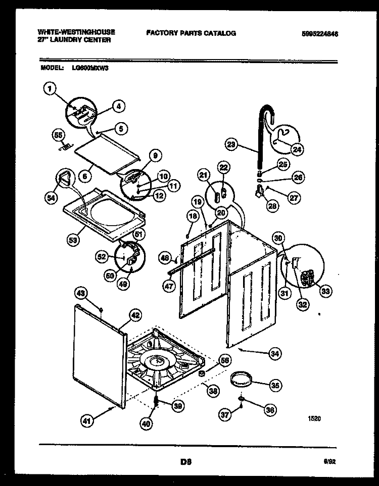 CABINET PARTS Diagram and Parts List for LG600MXD3  Frigidaire Washer Dryer Combo