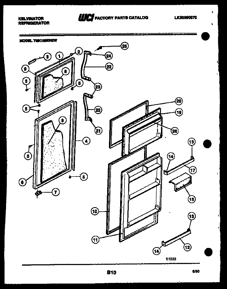 DOOR PARTS Diagram and Parts List for TMK180EN2D  Kelvinator Refrigerator